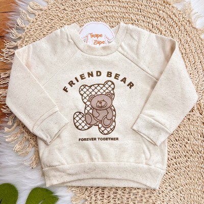 Conj. Casaco Friend Bear e Calça de Moletom - Areia e Marrom